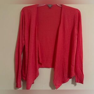 J.Jill Linen Blend Open Front Cardigan Size Medium Long Sleeve Pink